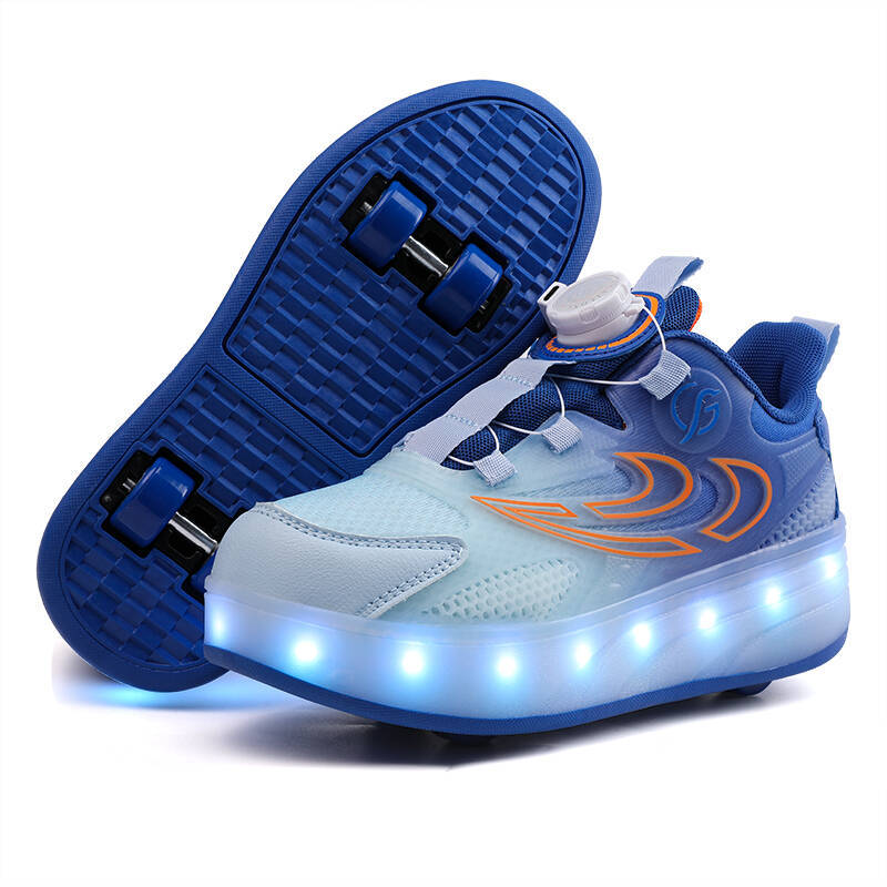 Burst runaway shoes four-wheel skating boys luminous two-wheel pulley children colorful