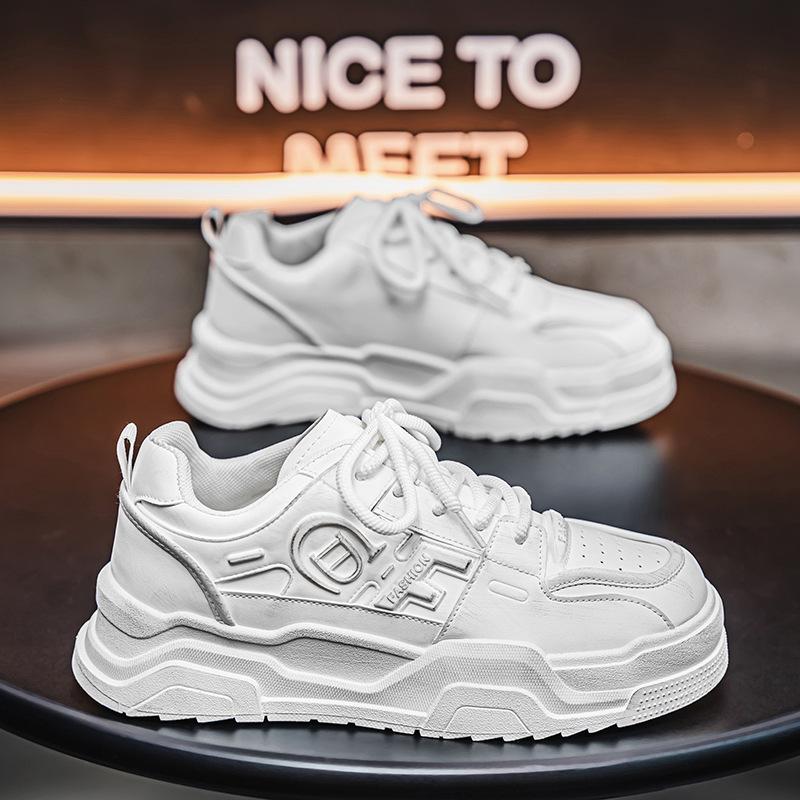 Spring men's shoes new breathable little white shoes men's trend versatile thick-soled heightening sports shoes casual board shoes trendy shoes