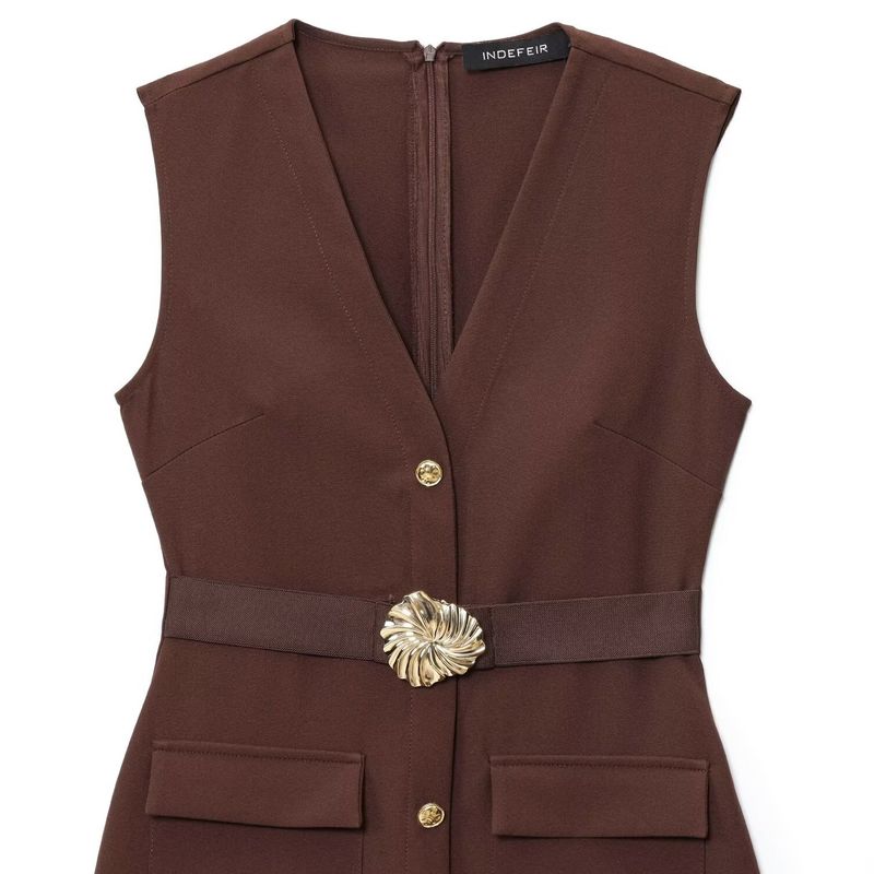 Kaslead New Women Clothes Western Style Fashion With Belt Crepe Midi Dress 3897166