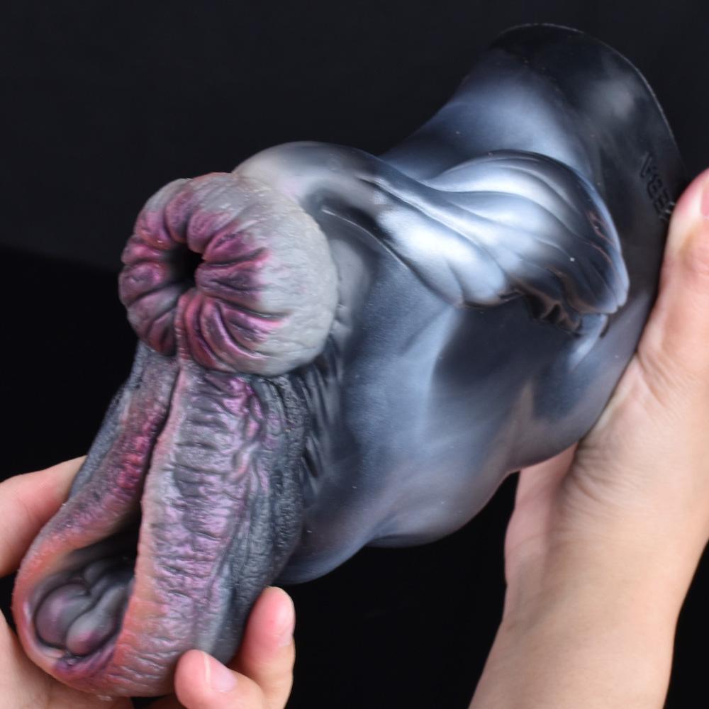 Dual Channel Animal Horse Masturbation Cup Soft Silicone Male Masturbator Realistic Vagina Prostate Massage Adult Sex Toy