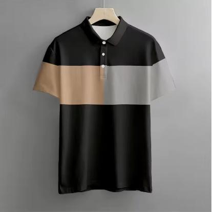 Summer Men s Polo Shirt Casual Short Sleeve Print Button Polo T-Shirt Loose Fashion Men s Gower XXS