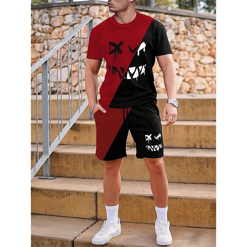 Men's Short Sleeve Suit Outdoor Crew Neck Top Casual Comfortable Shorts Men's Clothing Suits