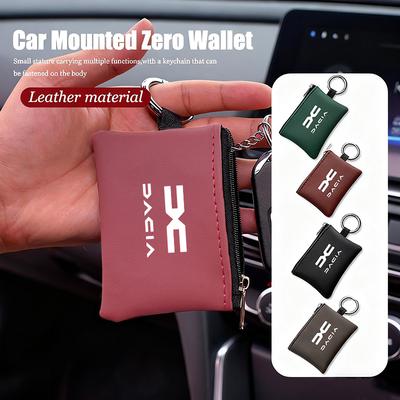 Car Accessories Leather Key Wallet Card Bag Emblem Keychain Pouch For Dacia Bigster Spring Duster Sandero Jogger Dokker Lodgy RS