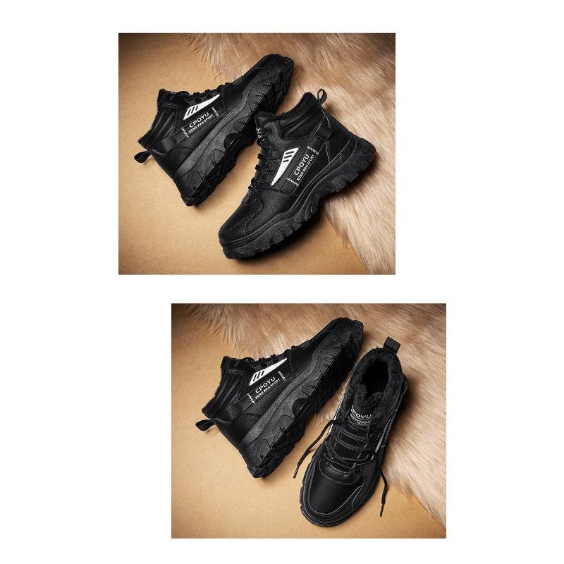 High-top Men's Fleece-lined Cotton Shoes, Casual Work Shoes for Men, Trendy Martin Boots, Cold-proof and Warm.