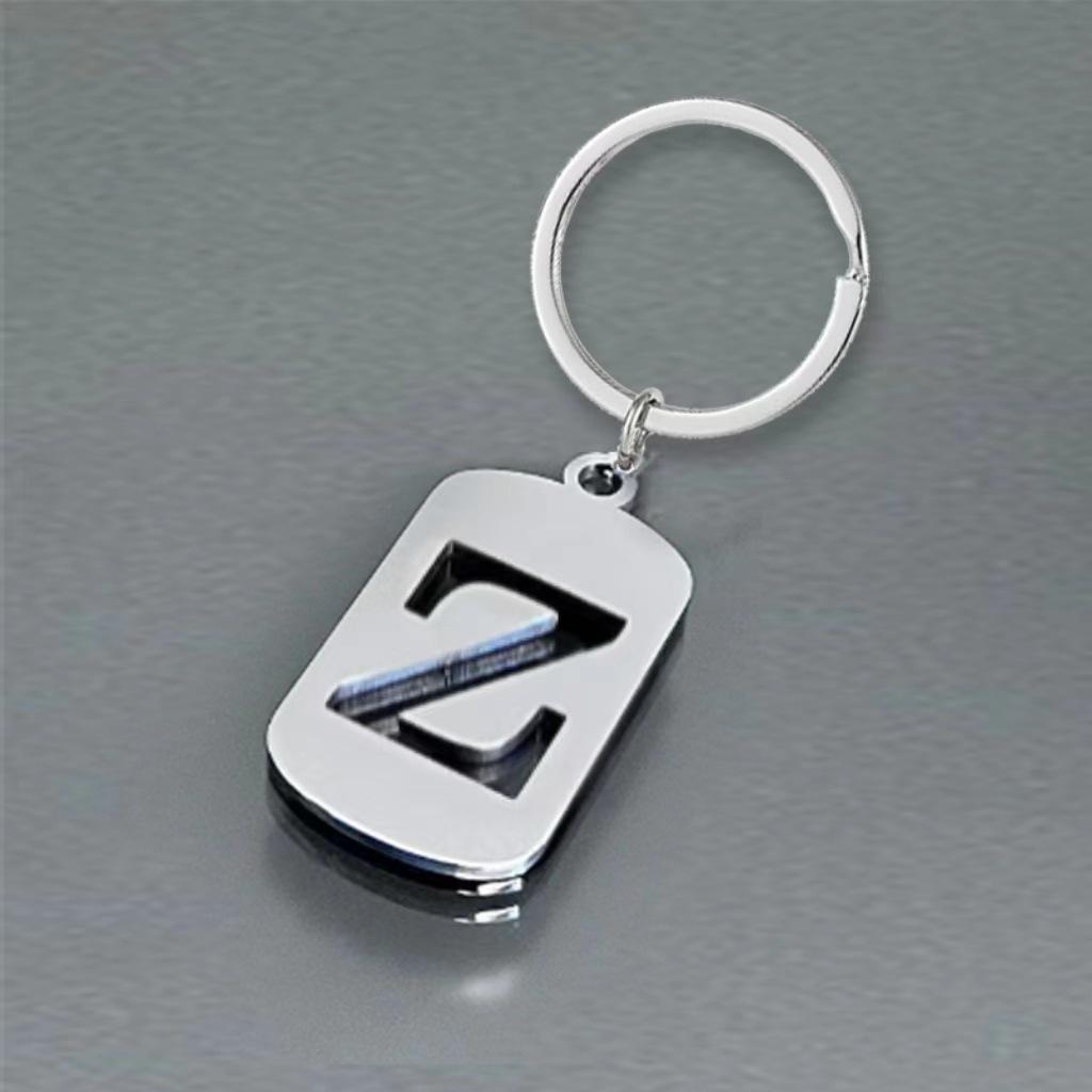 Stainless Steel 26 English Letters Keychain - Stylish Alphabet Pendant for Backpack or Car