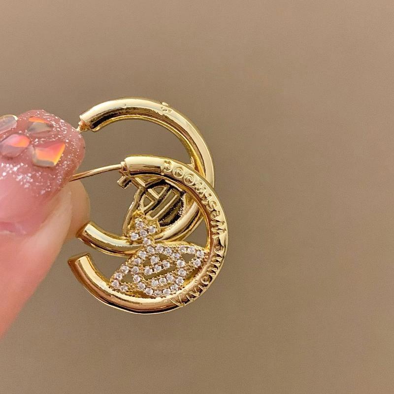 

Elegant Zircon Saturn Earrings Simple Circle Saturn Stud Earrings Exquisite Female Girls High-End Jewelry Accessories