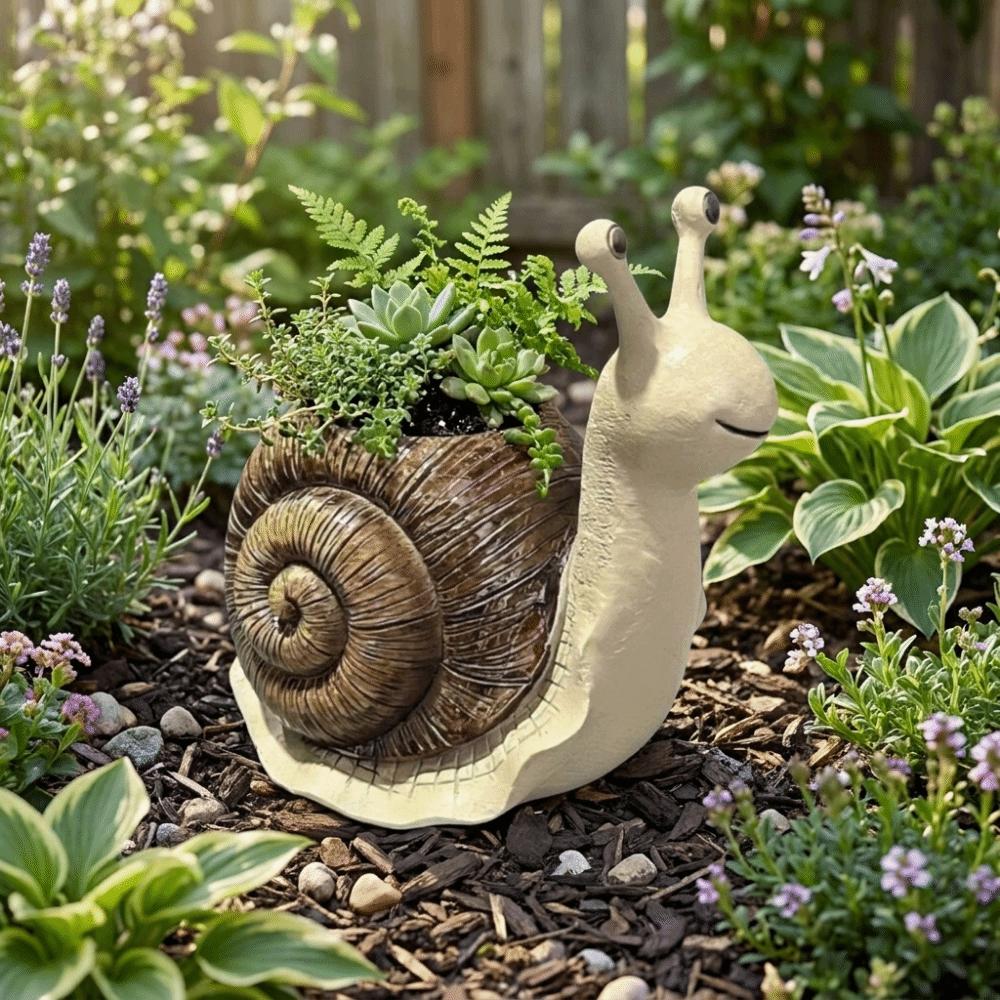 Resin Snail Planter Cartoon Creature Planter Pencil Holder Snail Flowerpot Office