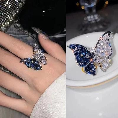 2024 Butterfly Rings Punk Vintage Metal  Adjustable Women's Ring Fashion Exquisite Anime Insect Ring Gothic Jewelry  New Year