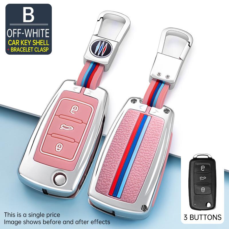 Sinklegering Bilnøkkelveske Deksel Shell Bag For Volkswagen VW Bora Polo Tiguan Jetta MK Passat B5 B6 B7 B8 Golf Beetle Skoda Octavia