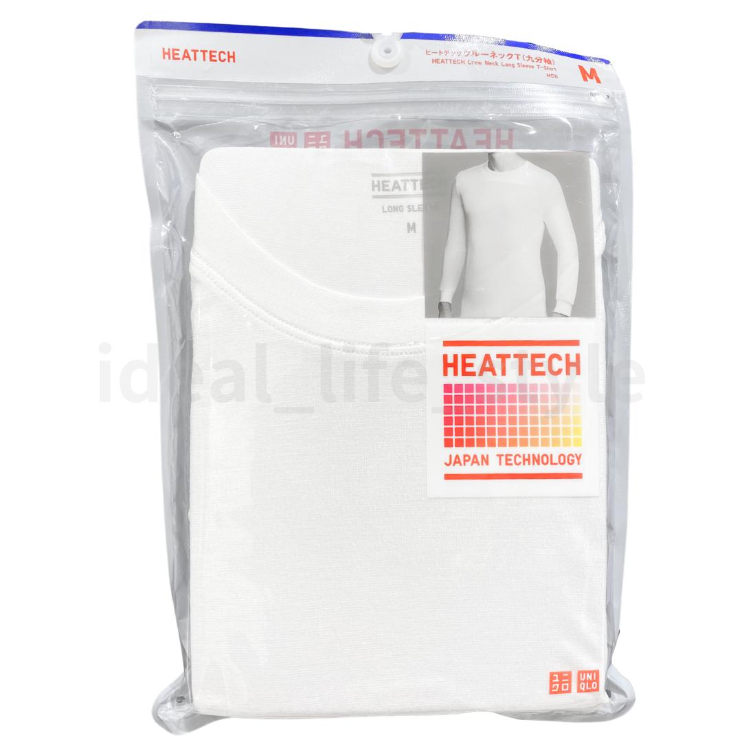 

UNIQLO HEATTECH T-Shirt S-4XL Crew Neck Long-Sleeve Tagless Men 472909 NWT 3XL белый