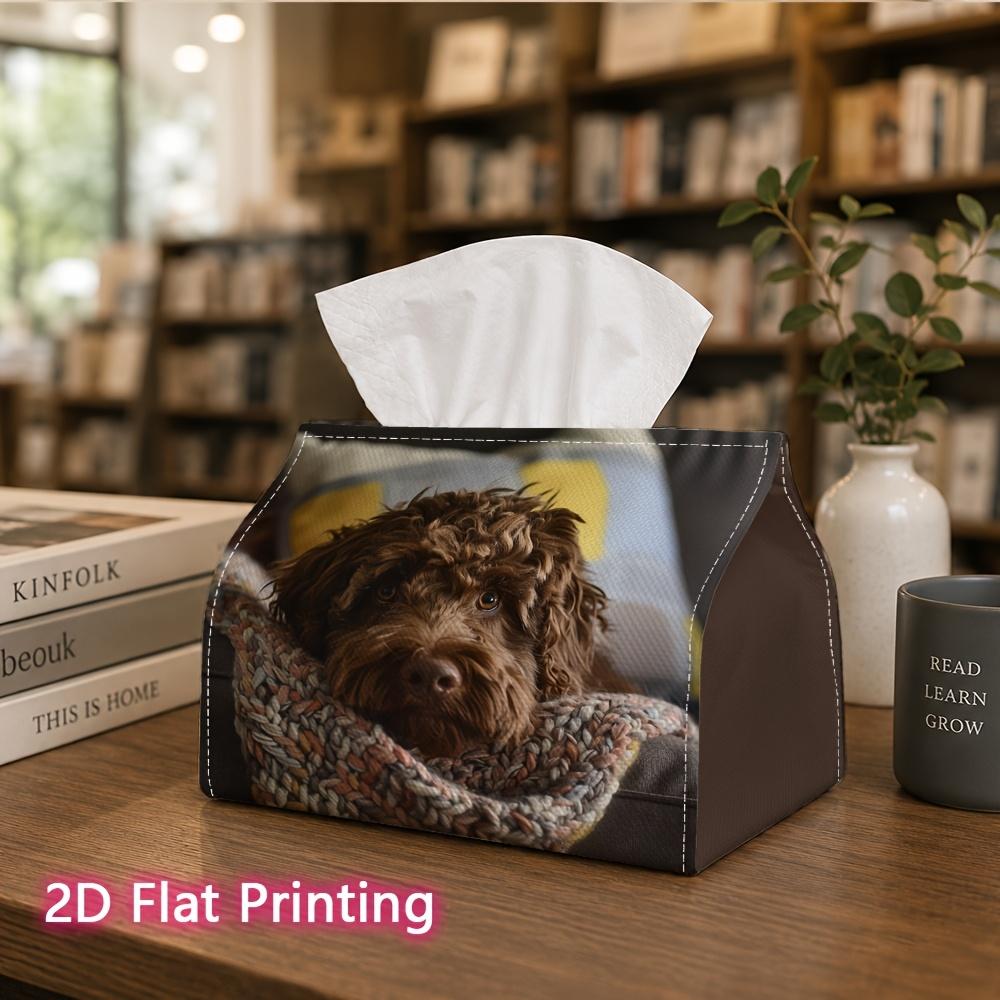 1pc, 2D Flat Printing, Tissue Box with Curly Dog Pattern On The Sofa Printing Party Tissue Box, Multifunctional Kitchen And Dining Table, Coffee Table