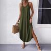 2024 Summer Elegant Women's A-line Halter Dress - Cotton Polyester Blend