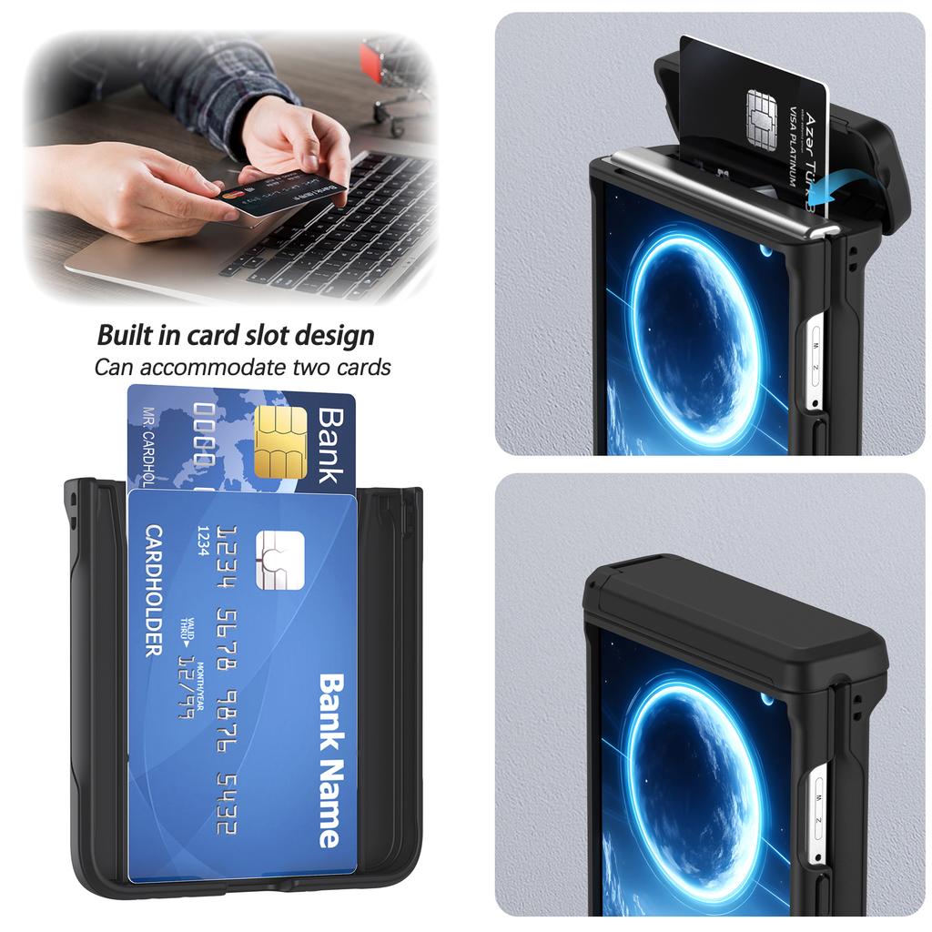 For Galaxy Z Flip8 Wallet Card Slot Stand Holder Phone Case for Samsung Z Flip 7FE Flip6 Flip5 Shcokproof Hinge Protection Cover