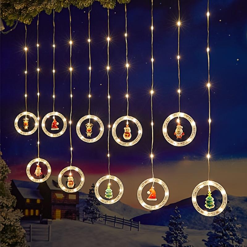 high qualityLED Christmas Curtain Lights with Santa Claus & Classic -in/- String Lights Suitable for Indoor Room Window Holiday Decorations -