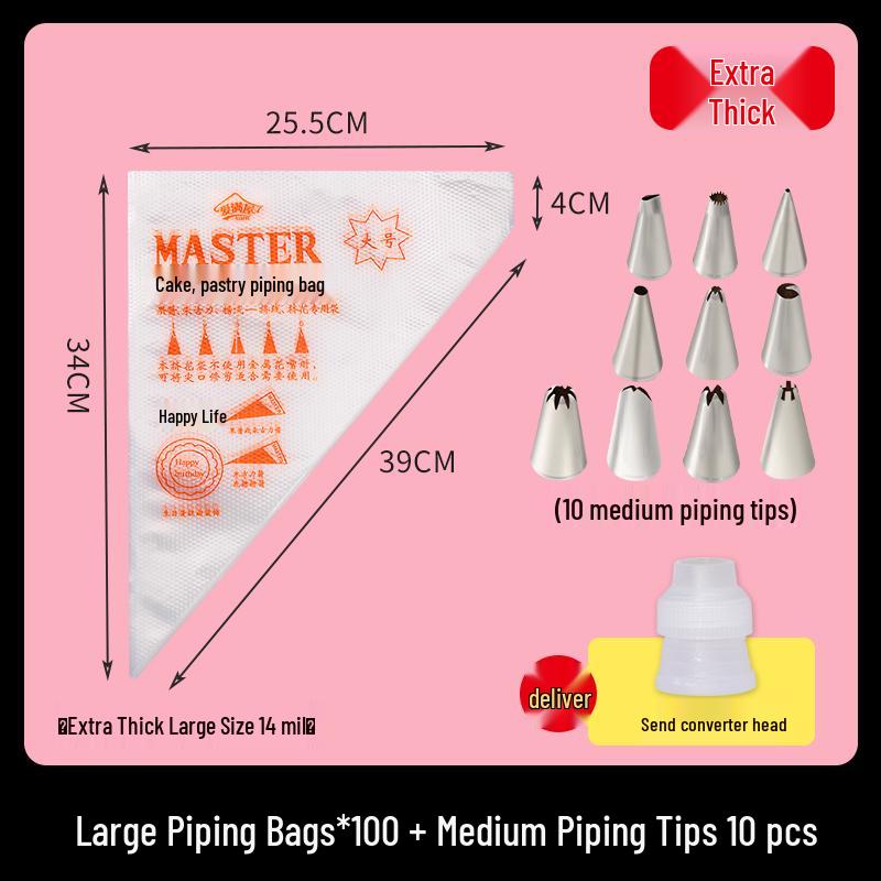 Disposable Food-Grade Piping Bag and Tip Set for Baby Food and Baking