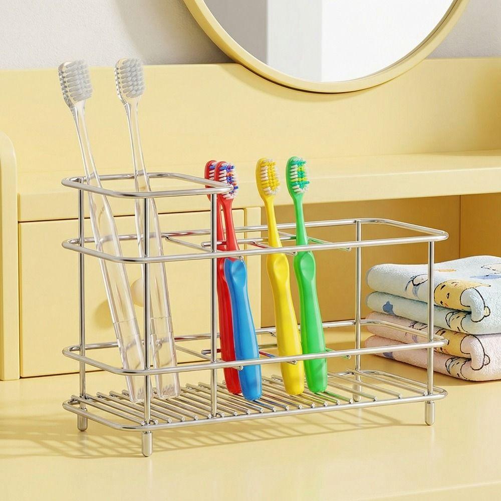 Non-Slip Toothbrush Holder Stainless Steel Toothbrush Toothpaste Shelf Toothpaste Holder  Bathroom