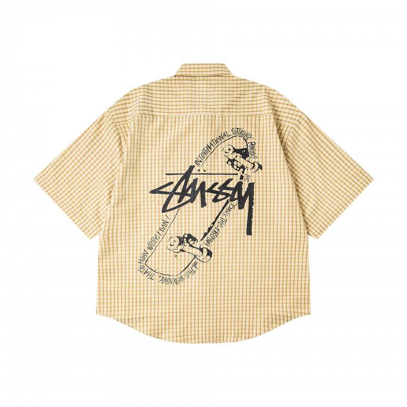Stu American Style Waffle Print Oversized Long Sleeve Tee Men Winter Casual Wear