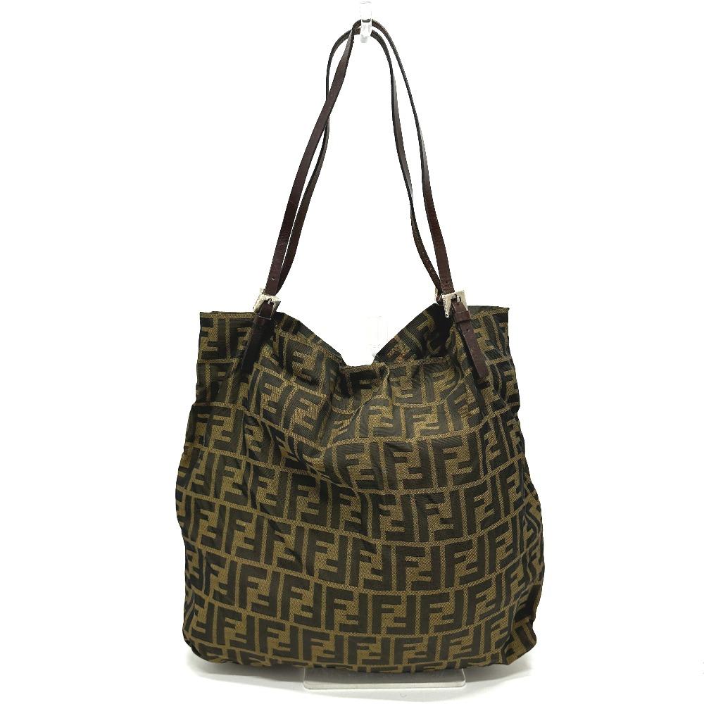FENDI Zucca pattern Logo Hardware Hand Bag, All-Over Print Shoulder Bag Tote Bag