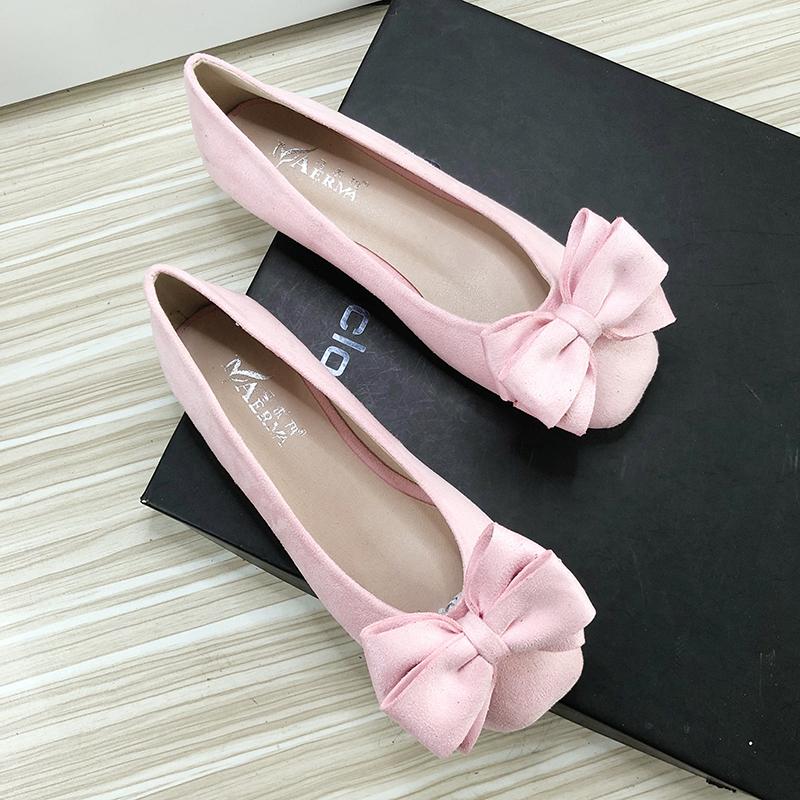 Ballerine da donna Scarpe da barca Azzurro Testa rotonda Fiocco Taglia 33-43 Scarpe basse per donna Pelle di velluto Alta qualità Scarpe estive