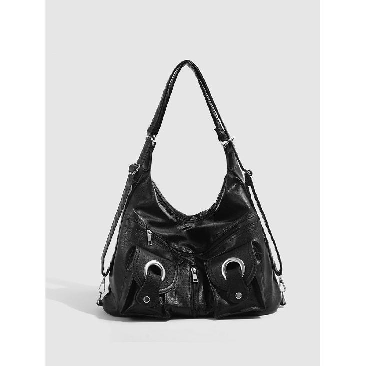 

2025 Новая Простая Личность Универсальная Модная Сумка-тоут с Карманом на Молнии Сумка на Одно Плечо Для Поездок на Работу Рюкзак Большой Вместимости чёрный