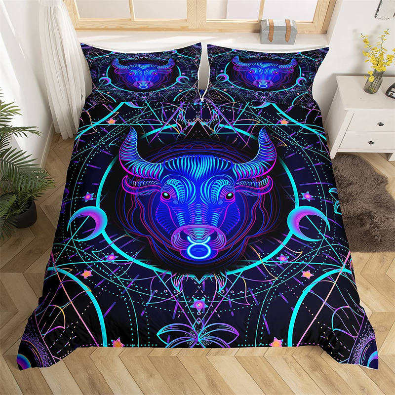 Pisces Bedding Set Mystery 12 Constellations Duvet Cover Set For Kids Teens Adults Boho Fish Print Comforter Cover Bedroom Decor