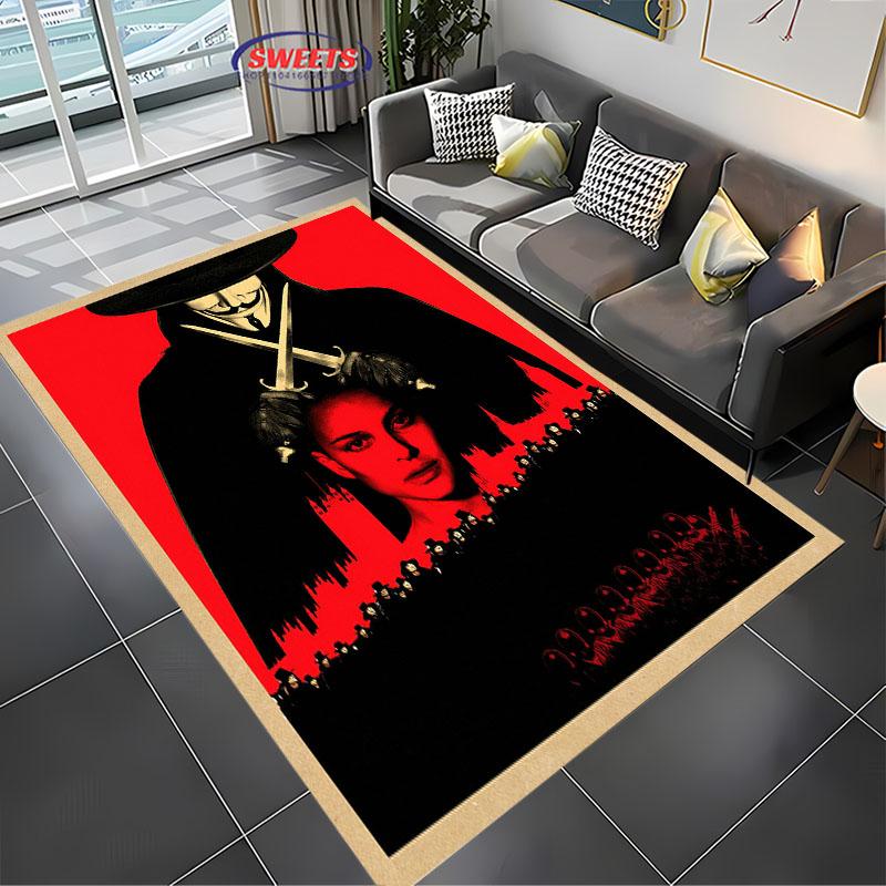 V for Vendetta Carpet! Bedroom Floor Mat, Living Room Bed Mat, Non-slip Exquisite Home Decoration, Durable Machine Washable Rug