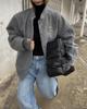 Women's European & American Stand Collar Solid Color Long Sleeve Jacket - Versatile Short Woolen Coat for Spring & Autumn.