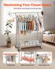 VEVOR Clothes Rack, Rolling Clothing Garment Rack with 2 Hanging Rods and Storage Basket, 150 kg Load Capacity