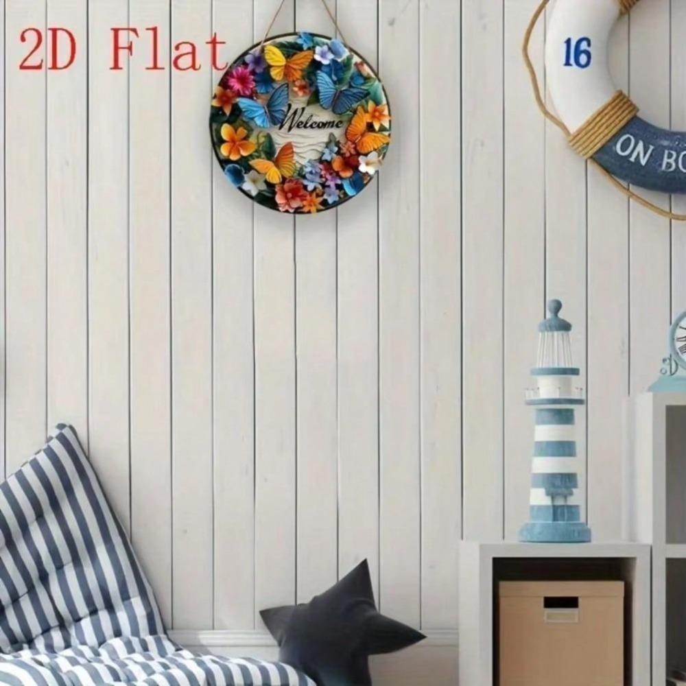 Vintage Metal Wall Art, Colorful Butterfly Floral Decor for Home Living Room Bedroom