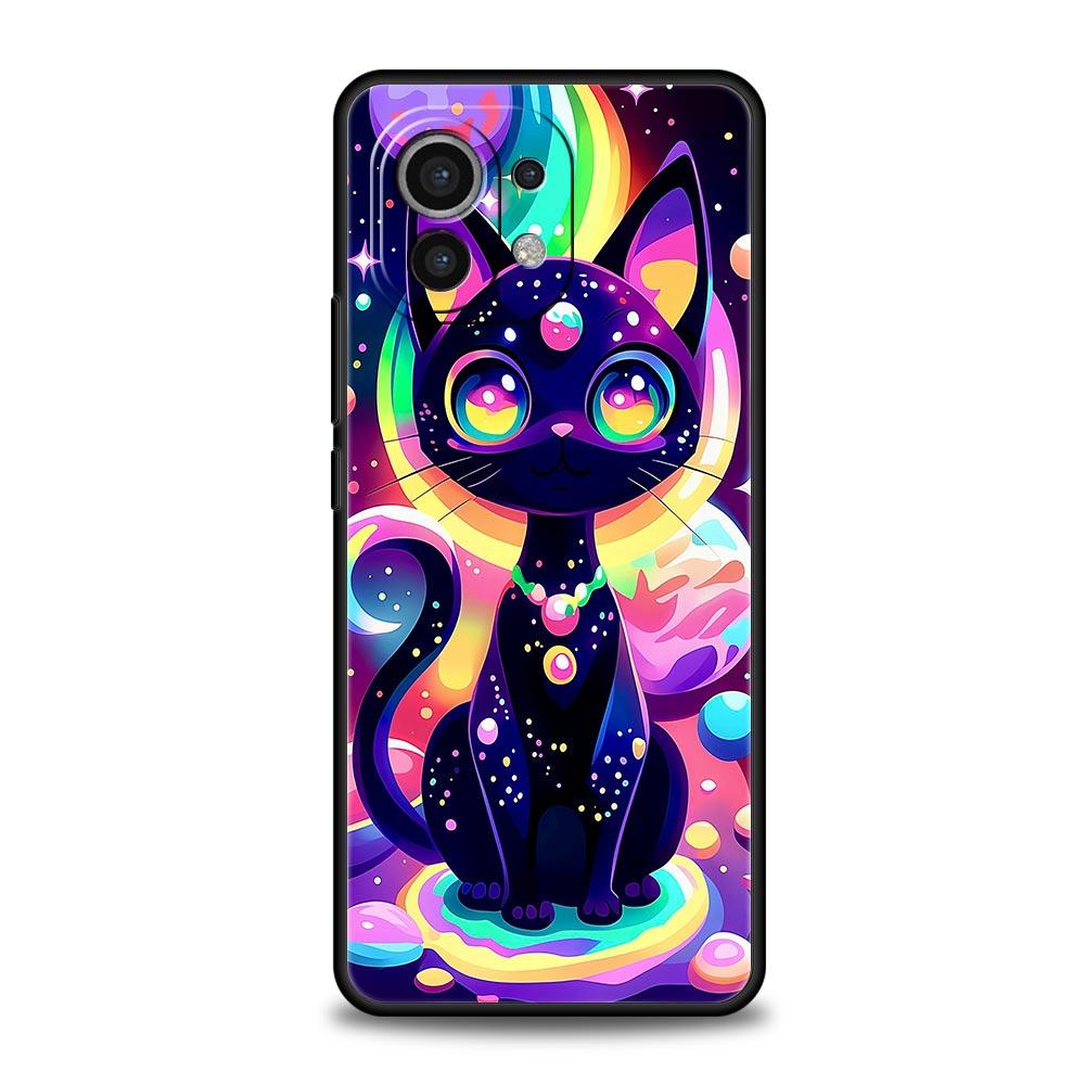 Colorful Cat Design Phone Case Cover for Xiaomi Mi 17 15 14 13 12 11 Ultra 15T 14T 13T 12T 11T Pro Lite 5G Soft TPU Shell Fundas