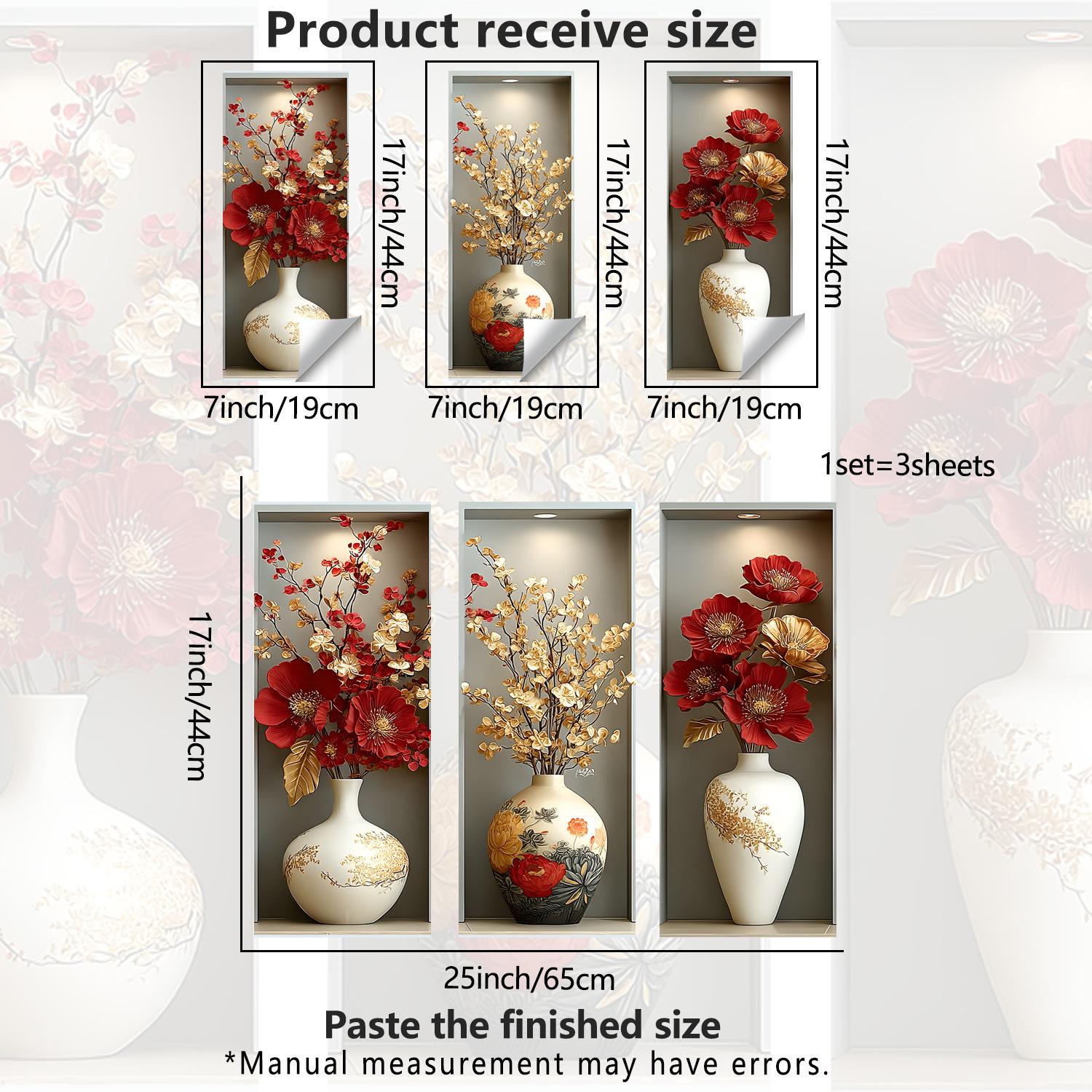 

Red and Gold Vase Self Adhesive Removable Wall Sticker for Kids Room Bedroom Decor 45x80cm разноцветный