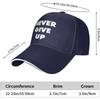 Never Give Up Baseball Cap Unisex Polyester Casual Sun Protection Adjustable Baseball Hat