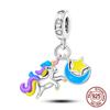 925 Silver Chameleon Charms Bead Colorful Sketchpad Dangle Zirconium Clip for Bracelet Necklace DIY Jewelry