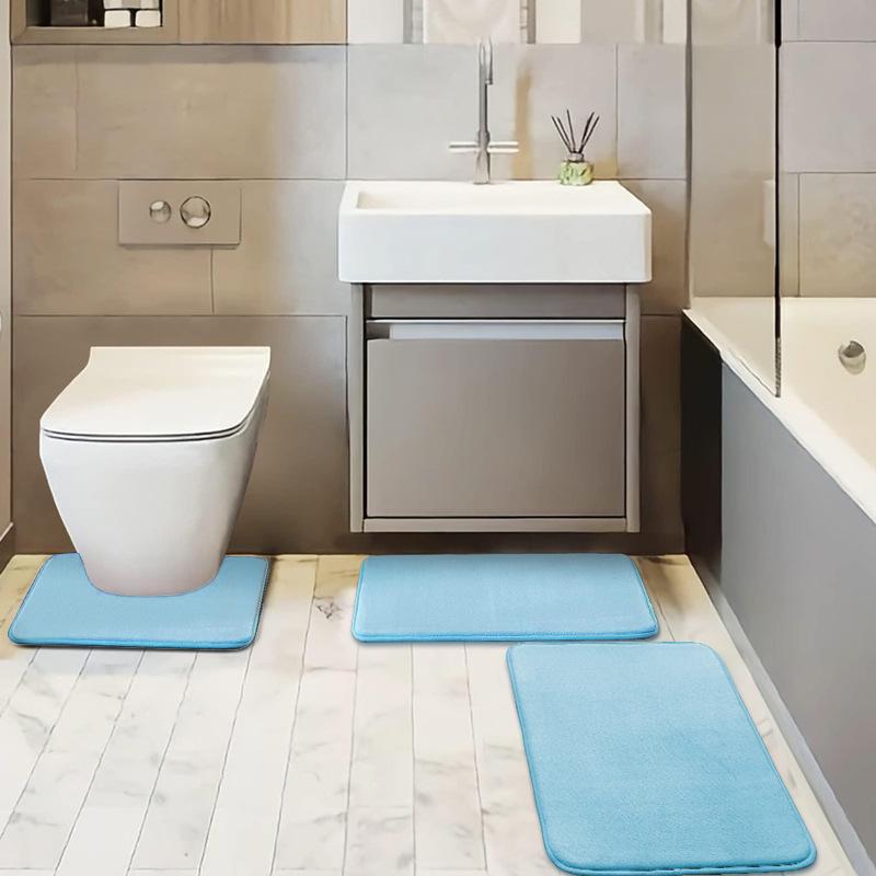 Non-Slip, Absorbent, Dirt-Resistant Bathroom Mats - Simple Style Flannel Floor Mats