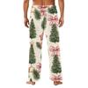 Pantalones de Pijama de Felpa con Estampado Navideño Casual para Hombre Ropa de Dormir para las Fiestas