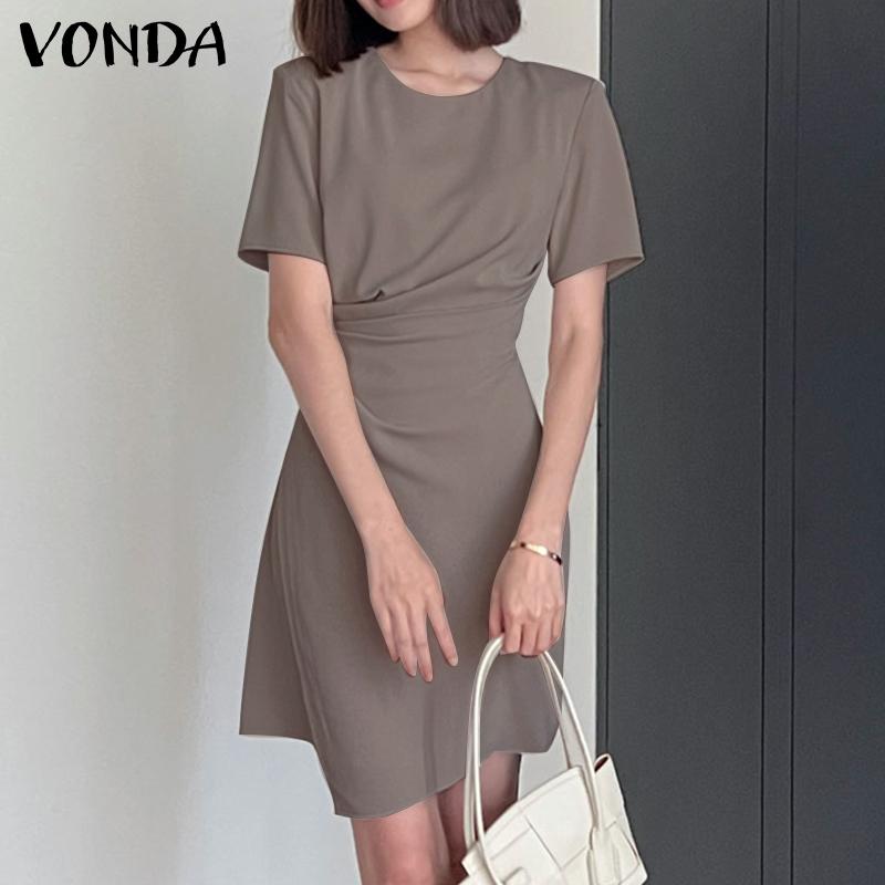

VONDA однотонное летнее женское короткое платье с коротким рукавом