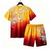 Summer European and American Street Kids Short Sleeved T-shirt Shorts Set 3D Letter Skull Print Boy's and Girl's Loose Casual Sports Suit