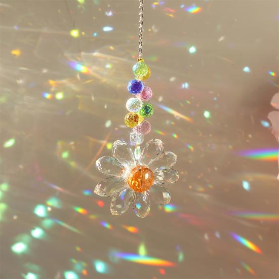 Glass Flower Suncatcher Hanging Decoration Indoor Outdoor Garden Car Rearview Mirror Rainbow Maker Floral Hanging Ornament