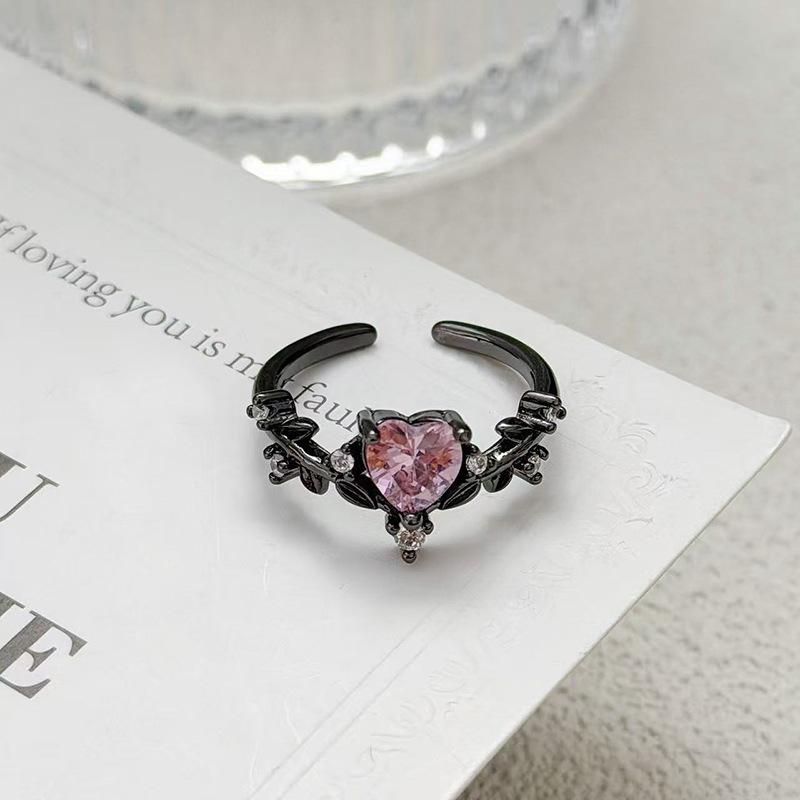 "Minimalist Dark Purple" Dark Punk Personality Delicate Zircon Ring Women'S Temperament Sweet Cool Wind Index Finger Ring
