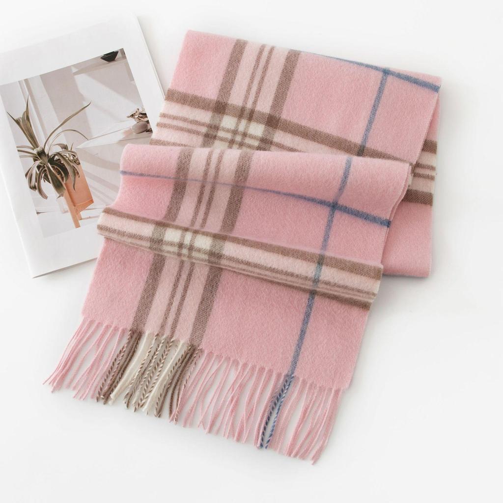 Korean Style Premium Women's Wool Scarf - Autumn/Winter British Plaid Shawl
