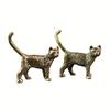 Handcrafted Vintage Brass Cat Figurine Set - Metal Animal Decor Ornament for Home and Collectors