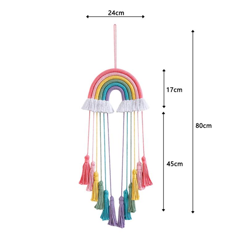 Rainbow-color Wall Hanging Decoration Children Hairpin Storage Hanging Tassel Pendant Organizing
