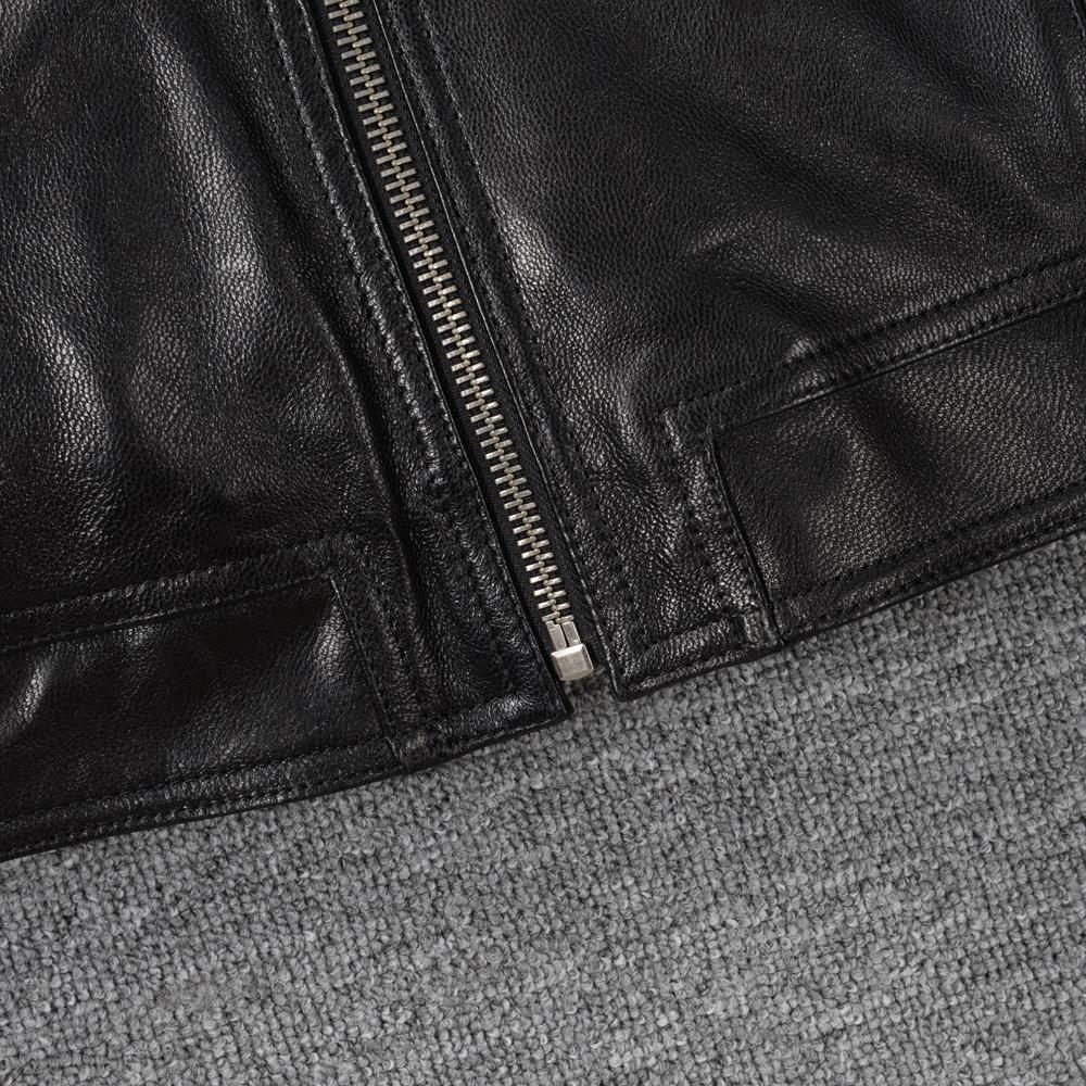 Jachetă din piele pentru bărbați Piele naturală de capră Moale Croială slim Stil casual Îmbrăcăminte bărbați Primăvară Toamnă