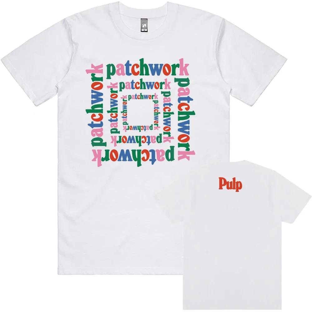 

Лоскутный повтор логотипа черная футболка рок-группа Pulp принт футболки летняя с коротким рукавом хлопковые футболки хип-хоп уличная одежда мужская 4XL
