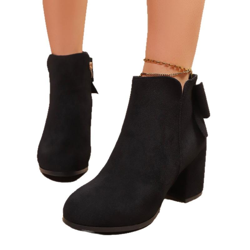 Plus Size Shoes for Women Autumn Winter Fashion Black Red 36-42 Platform Med Heel Ankle Boots Casual Non-slip Shoes