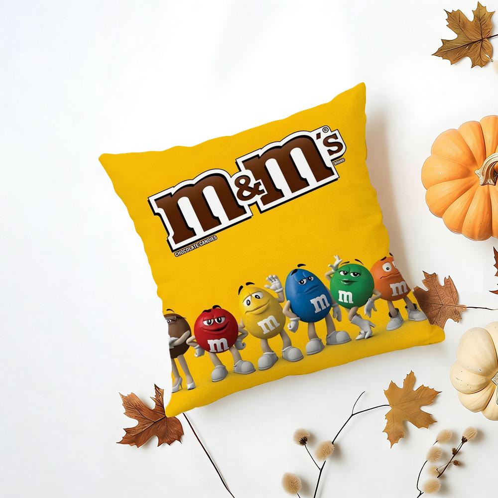 Fashion MMs Chocolate Candy Meme Cushion Cover Iceland Washable Linen Soft for Daily Sofa Bed Home Room Decor