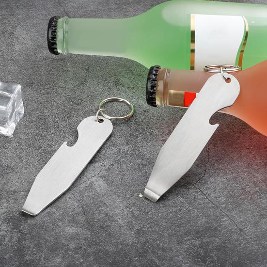 Stainless Steel Bottle Opener with Key Rings Multifunctional Wine Bottle Opener for Camping Party Bar Portable Keychain
