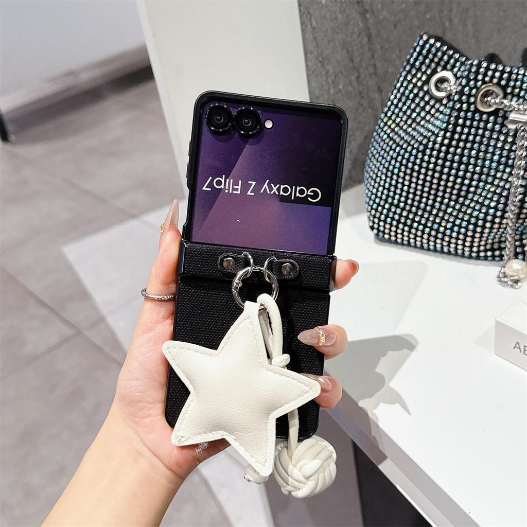 Leather Phone Case with Strap for Samsung Galaxy Z Flip 7 6 5 4 3 5G Flip6 Flip5 Flip7 FE Hinge Protect Shockproof Cover