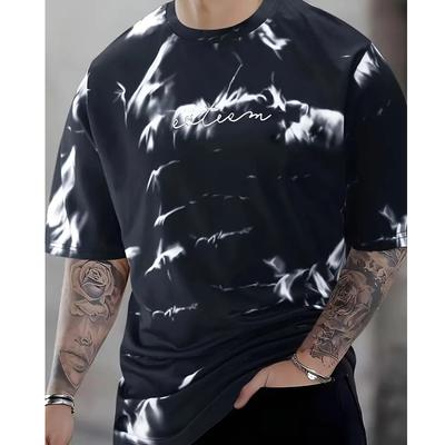 New Summer Men's Fashion T-shirt Personality Rendering Printed Men's T-shirt Top