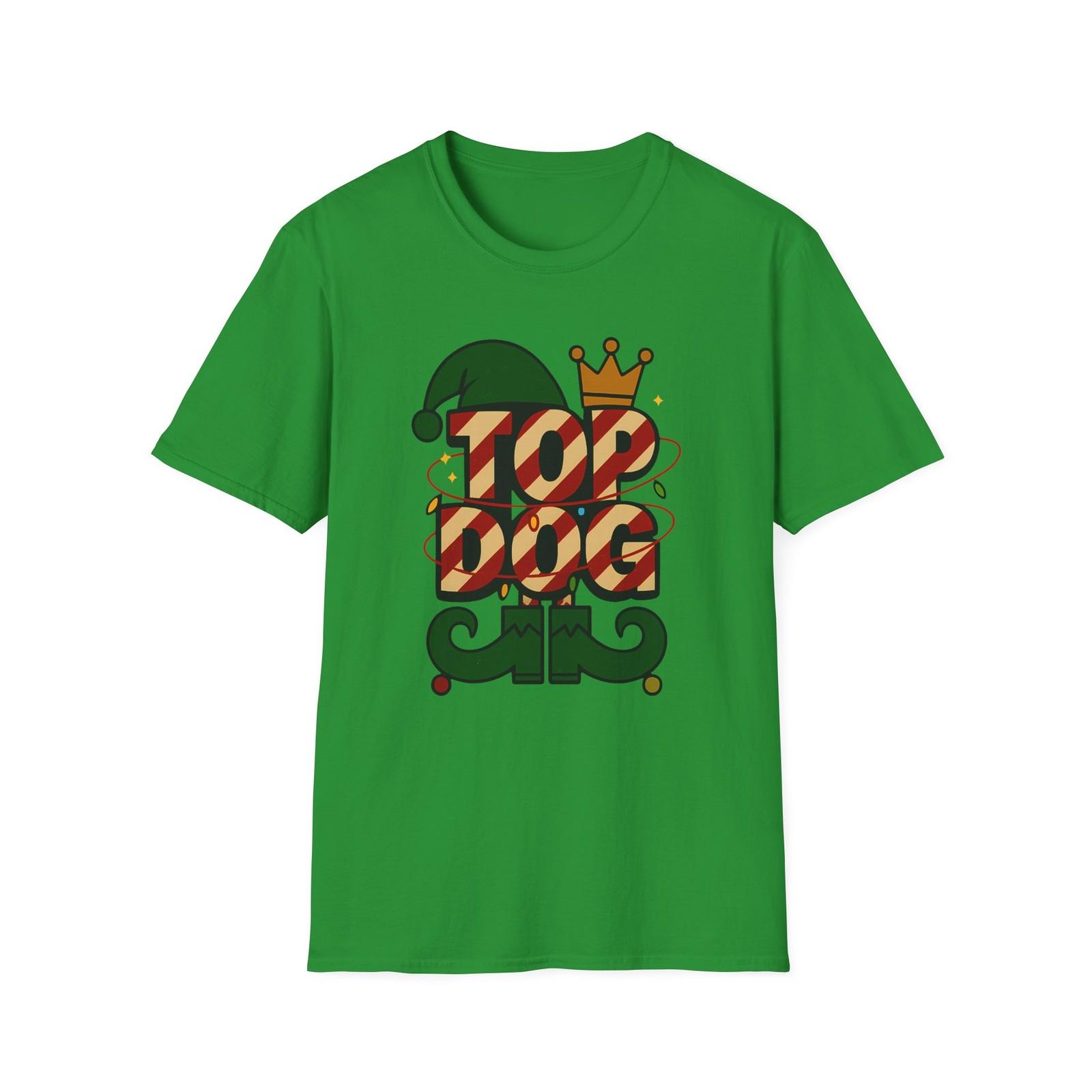 Unisex Softstyle T-Shirt Mens Womens Tees Top Top Dog Elf Hat Candy Cane Crown Christmas Holiday S